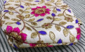 Embroidered Floral Clutch with Chain Strap