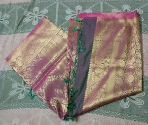 Elegant Pink & Gold Saree