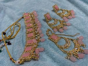 Pink Stone Jewelry Set Heavy Quality.