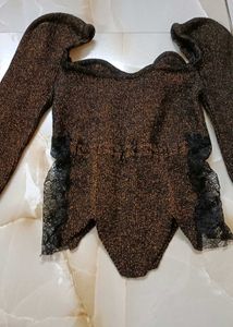 shimmery brown cropped top