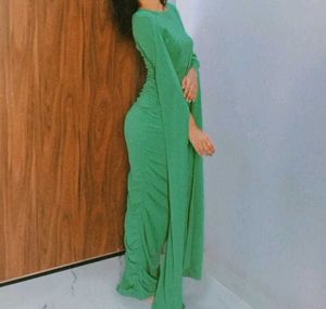 Green Ruched Party Dress