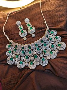 Emerald &amp; Rhinestone Jewelry Set