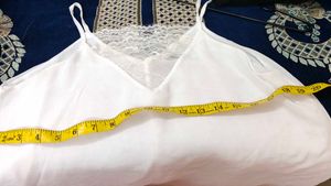 Lace Trimmed White Tank Top