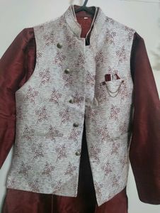 New Maroon Sherwani Set With Koti