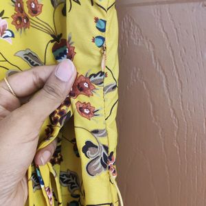 Yellow Printed Flair Dress - Used Only Once