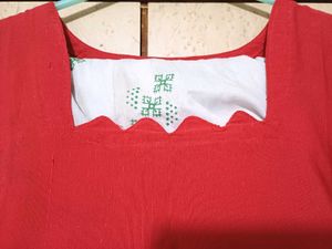 Red Cotton Silk Kurta