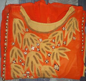 Orange mirror work Kurti
