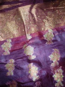 New Burgundy Tissue Silk Long Saree