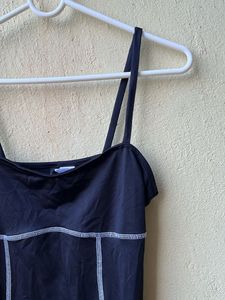 Brand New H&amp;M Black Mini Dress with White Stitchin