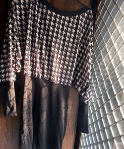 Houndstooth balloon sleeves Vintage Dress