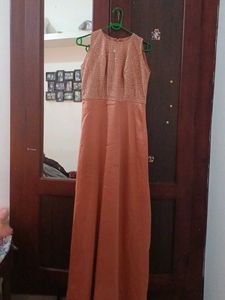 Coral Party Wear Sleeveless Dress