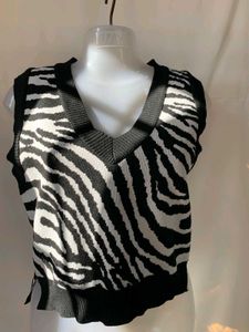 Zebra Print Knit Vest