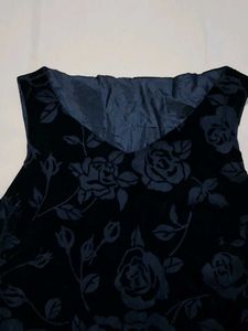 Black Floral Velvet Dress