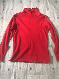 Red Turtleneck Top