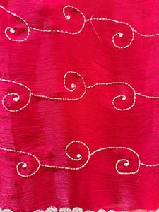 Red Handwork Jimmy Choo Fabric Saree
