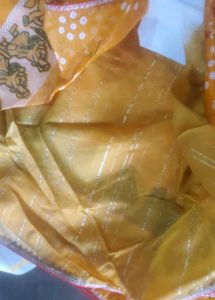 Orange Bandhani Print Saree