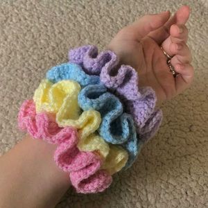 Crochet Flower Hair Scrunchies