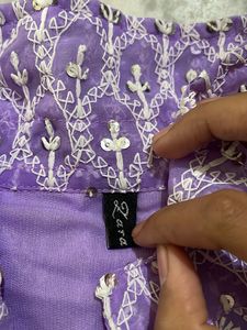 Purple Embroidered Kurta