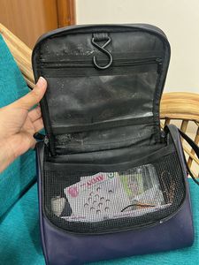 Travel Essential Pouch In Purple And Black Color