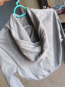 Grey Cropped Zip Hoodie