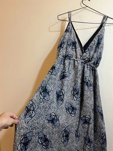Butterfly Print V Neck Backless Maxi Dress