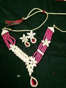 Only Cash Elegant Ruby & Diamond Necklace Set