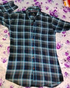 Blue Plaid Button-Down Shirt