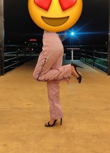 Pink Lace-Up Pants