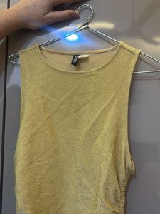 Gold Shimmer Bodycon Ruched Dress (size- S)