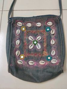 Denim Crossbody with Shell Design