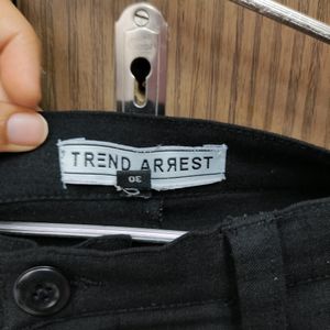 Black High-waist Pleated Trousers For Women | 32