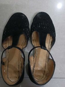 Black T-Strap Flats