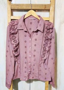 Cute Tan colour Eyelet Shirt size-38