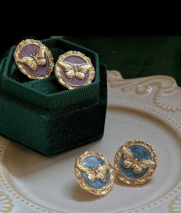 vintage enamel Butterfly Stud Earrings