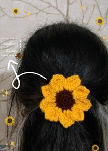 Sunflower Crochet Hair Clips - Handmade