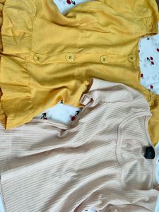 Peach Ribbed Square Neck Top