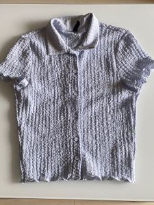 H&amp;M Lilac Textured Button-Up Top