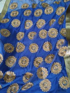 Blue &amp; Black Embroidered Anarkali
