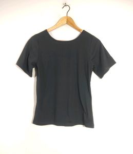 Black Crisscross Neck T-Shirt