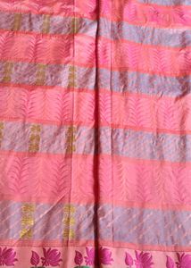 Pink Floral Saree with Gold Border