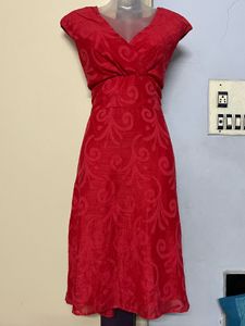 Pintrest Red Patterned Midi Dress