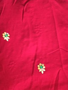 New Red And Creme Saree
