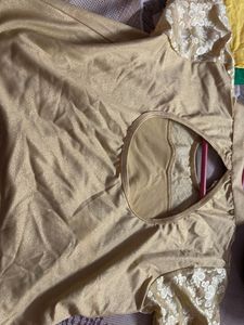 Golden Blouse with Lace Detail