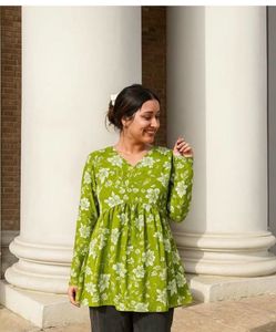 Floral Green Tunic Top