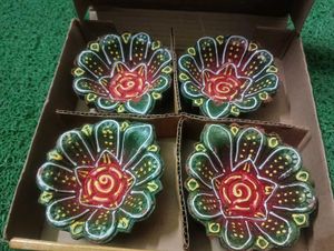 Handcrafted Floral Diya Set