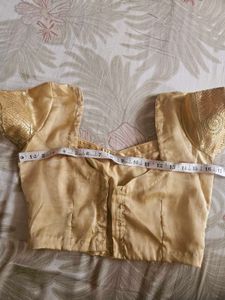 Golden Organza Saree With Blouse