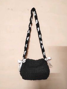 Black Crochet Bow Bag 🎀