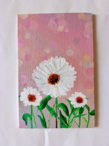 DAISY FLOWER Painting Canvas board (HANDMADE)