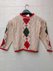 New With Tag Korean Patterned Knit Sweater