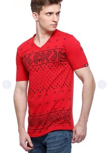 Red Printed V-Neck T-Shirt